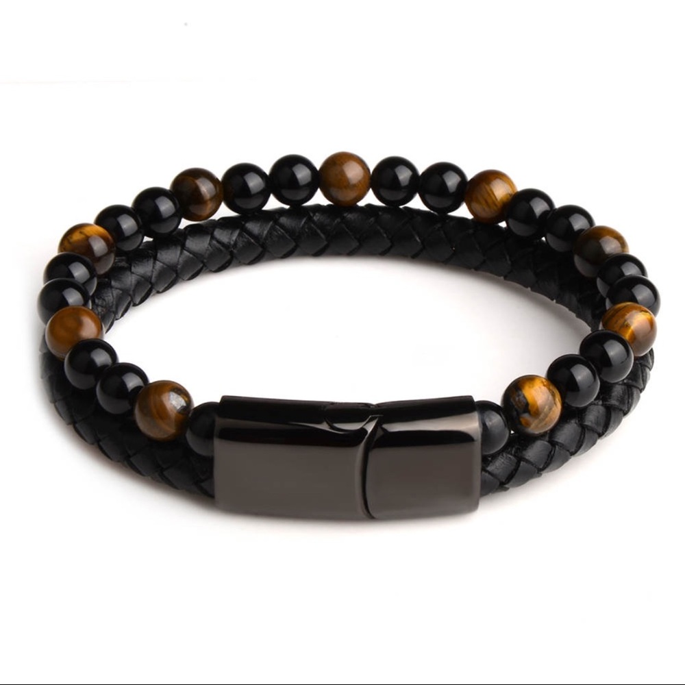 Triple Protection Men’s Leather Bracelet